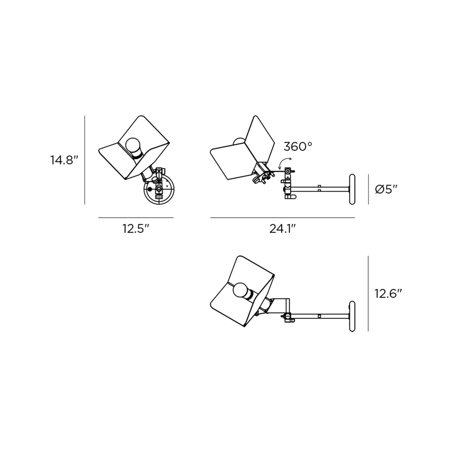 Triedro Wall Light - line drawing.