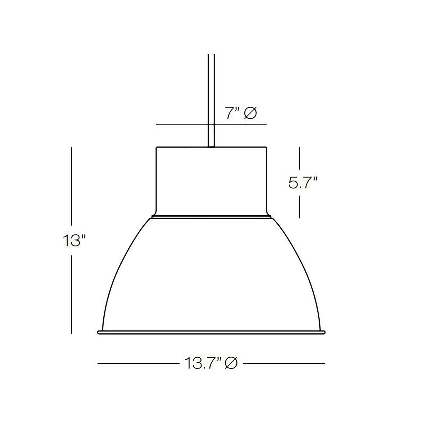 Metro LED Pendant Light - line drawing.