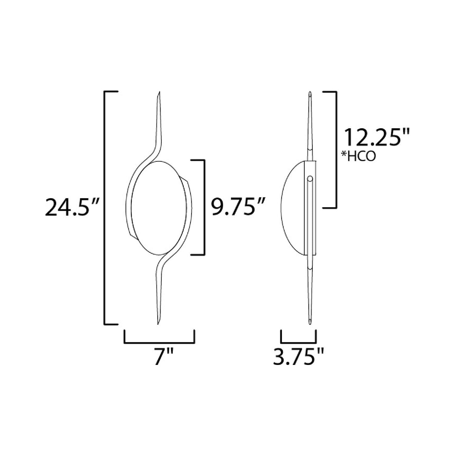 Locket LED Wall Light - line drawing.