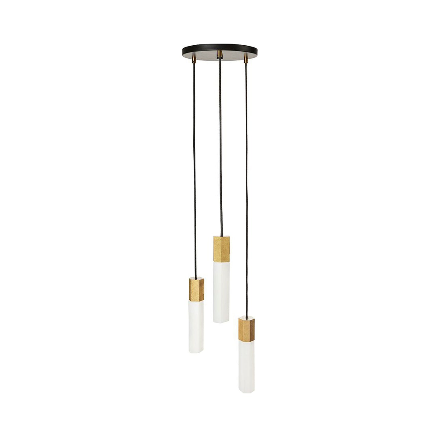 Basalt Triple Pendant Light in Brass.