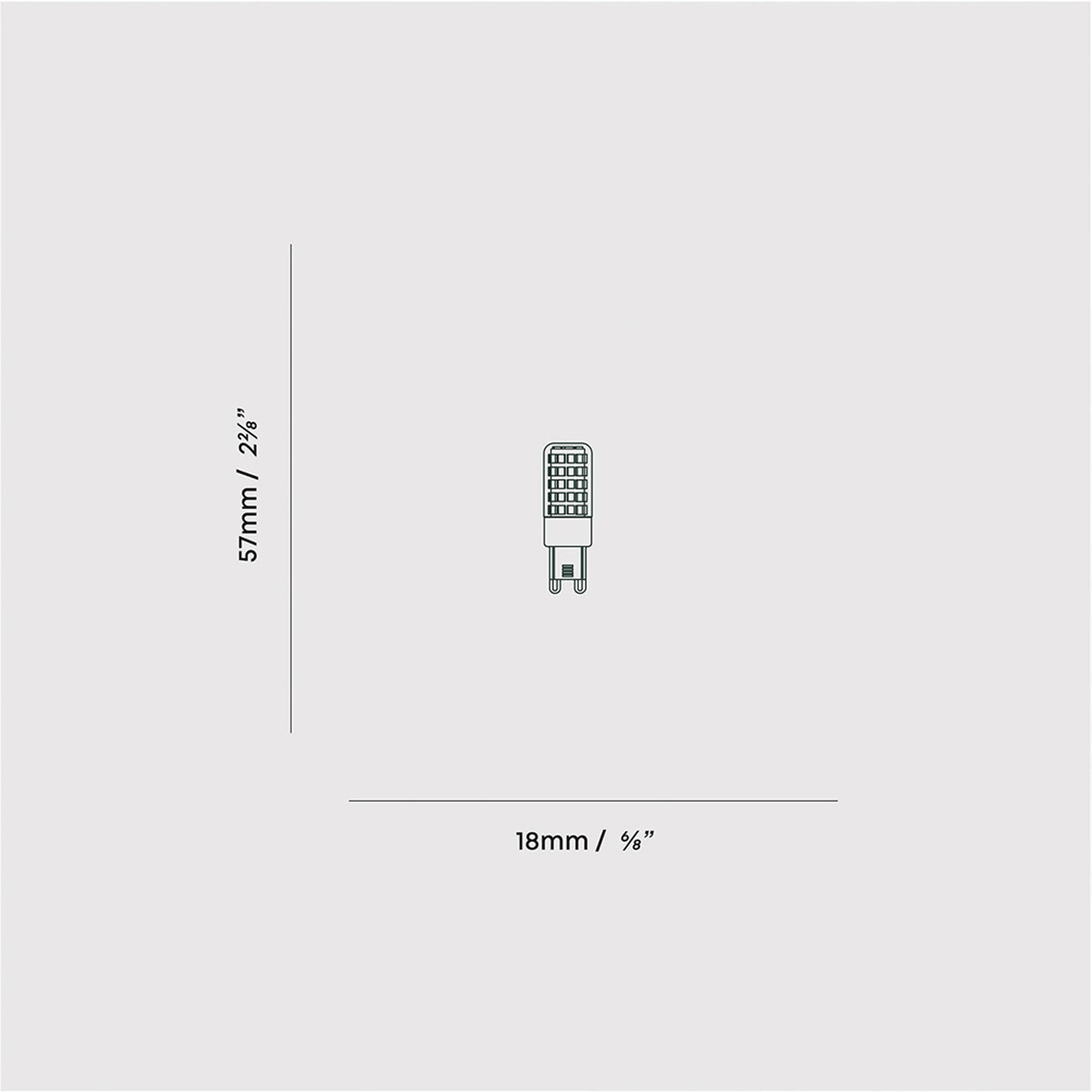 G9 4.0W 2700K 97CRI 120V LED Bulb - line drawing.
