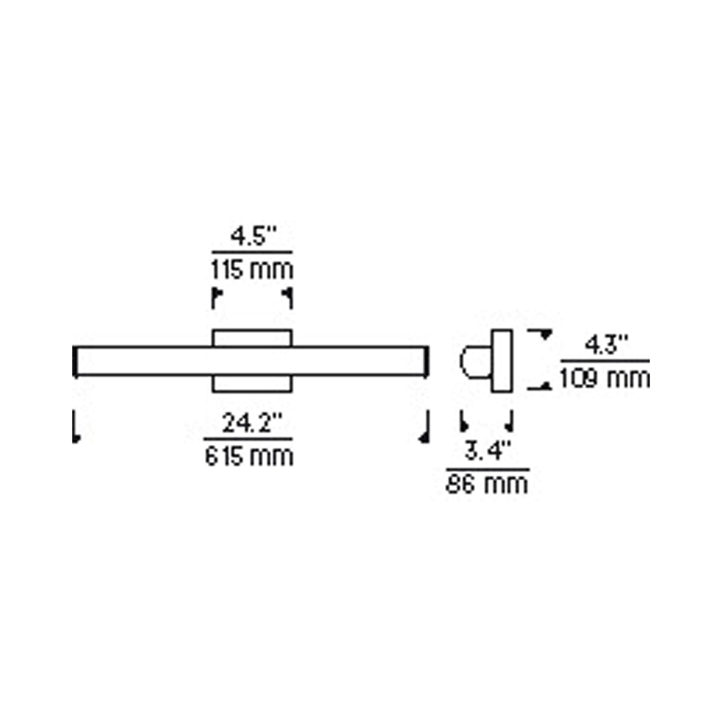 Basis LED Bath Vanity Light - line drawing.