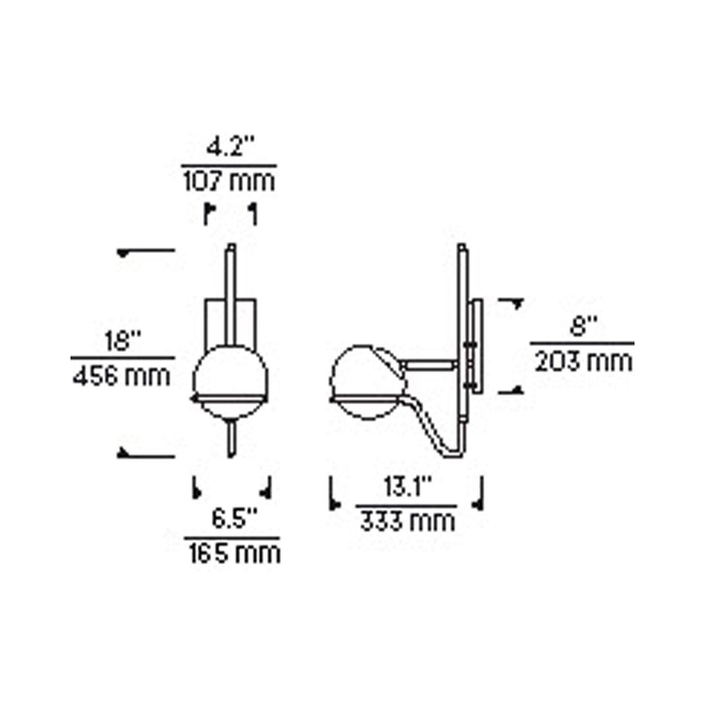 Crosby LED Wall Light - line drawing.
