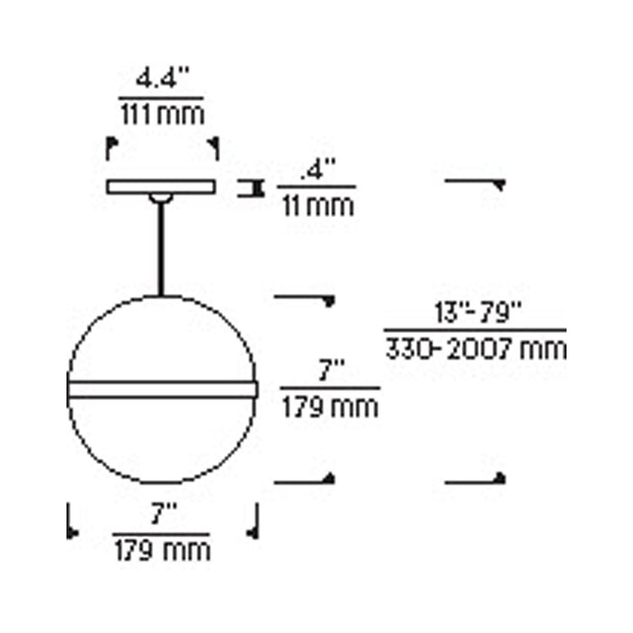Mini Hanea Low Voltage Pendant Light - line drawing.