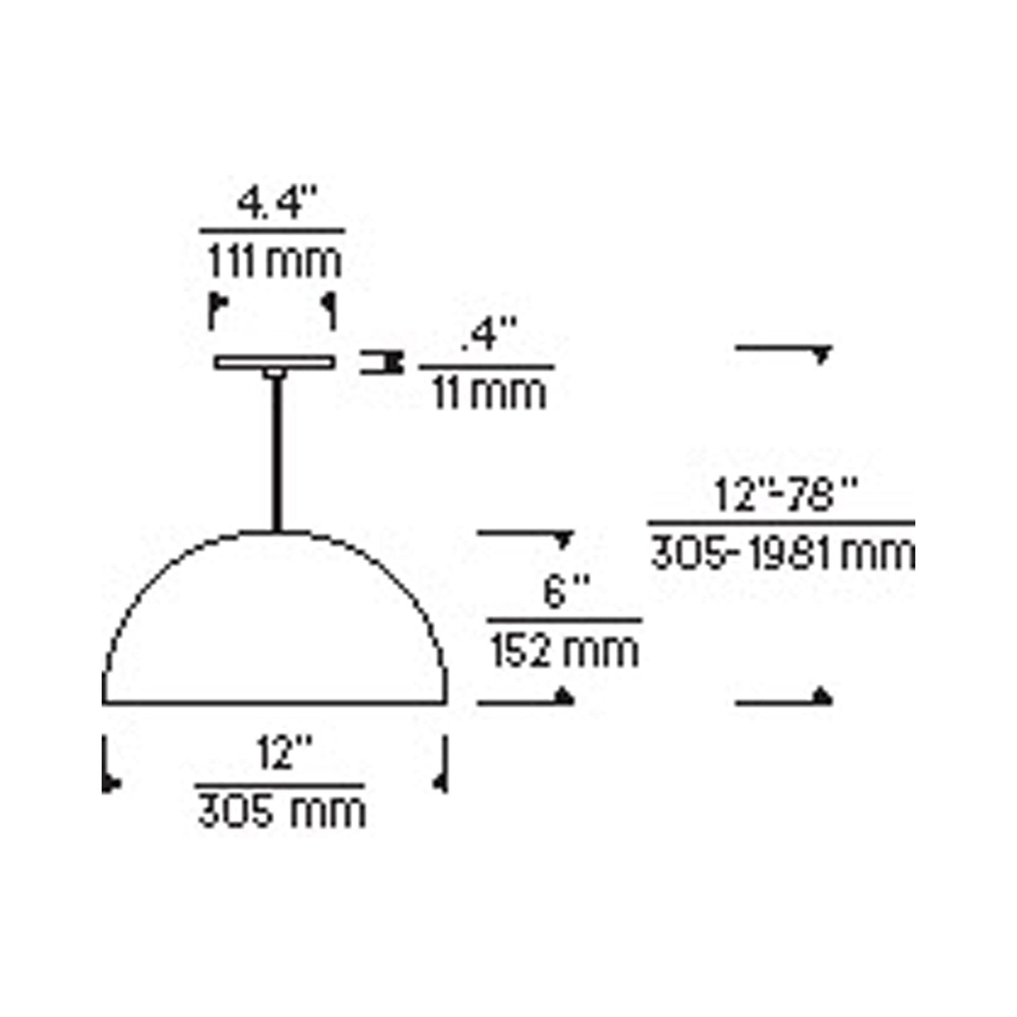 Mini Powell Street LED Low Voltage Pendant Light - line drawing.