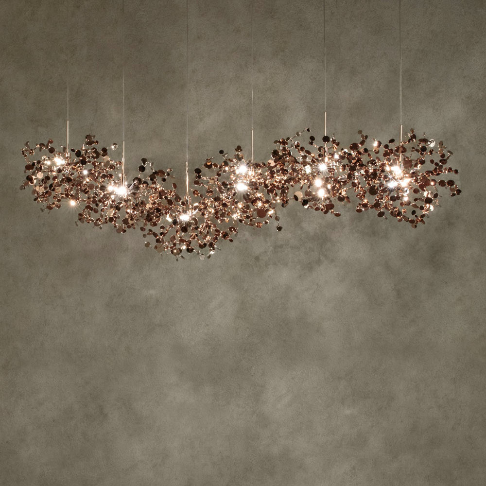 Argent Linear Multi Light Pendant Light in Sunset Rose (18-Light).