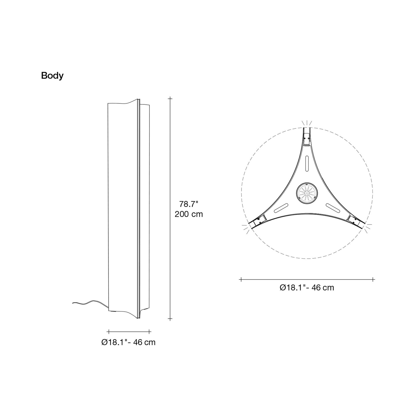 Stanley LED Floor Lamp - line drawing.