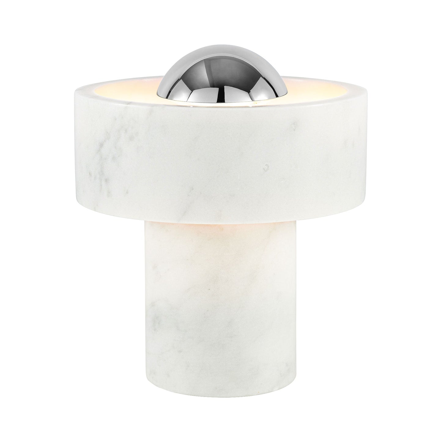 Stone LED Portable Table Lamp in Silver.