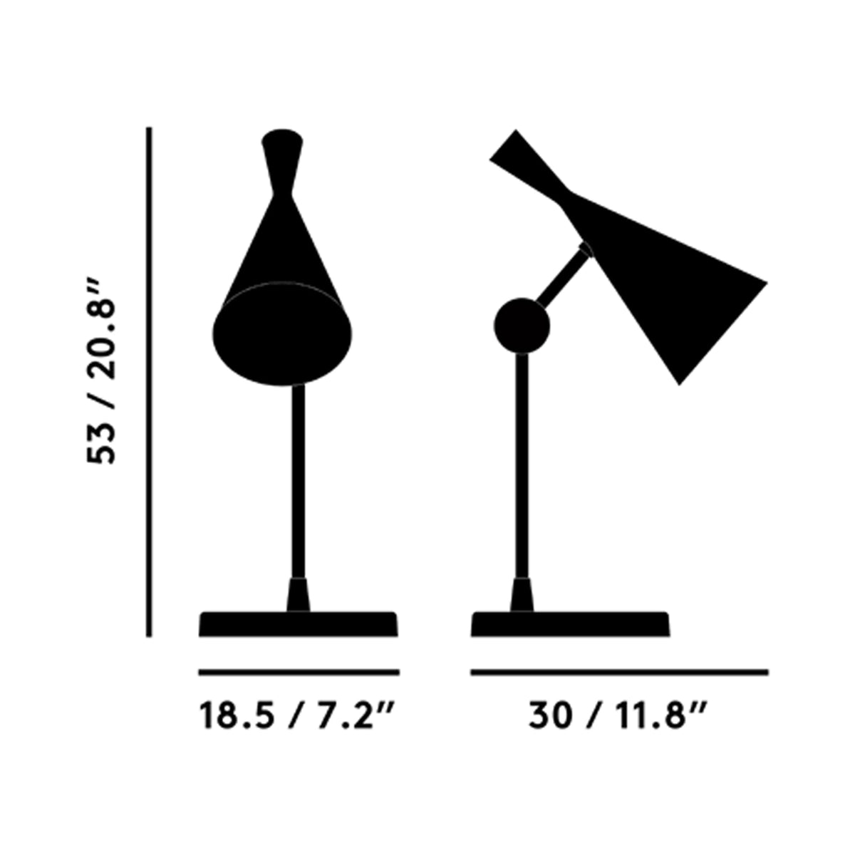 Unbeaten LED Table Lamp - line drawing.