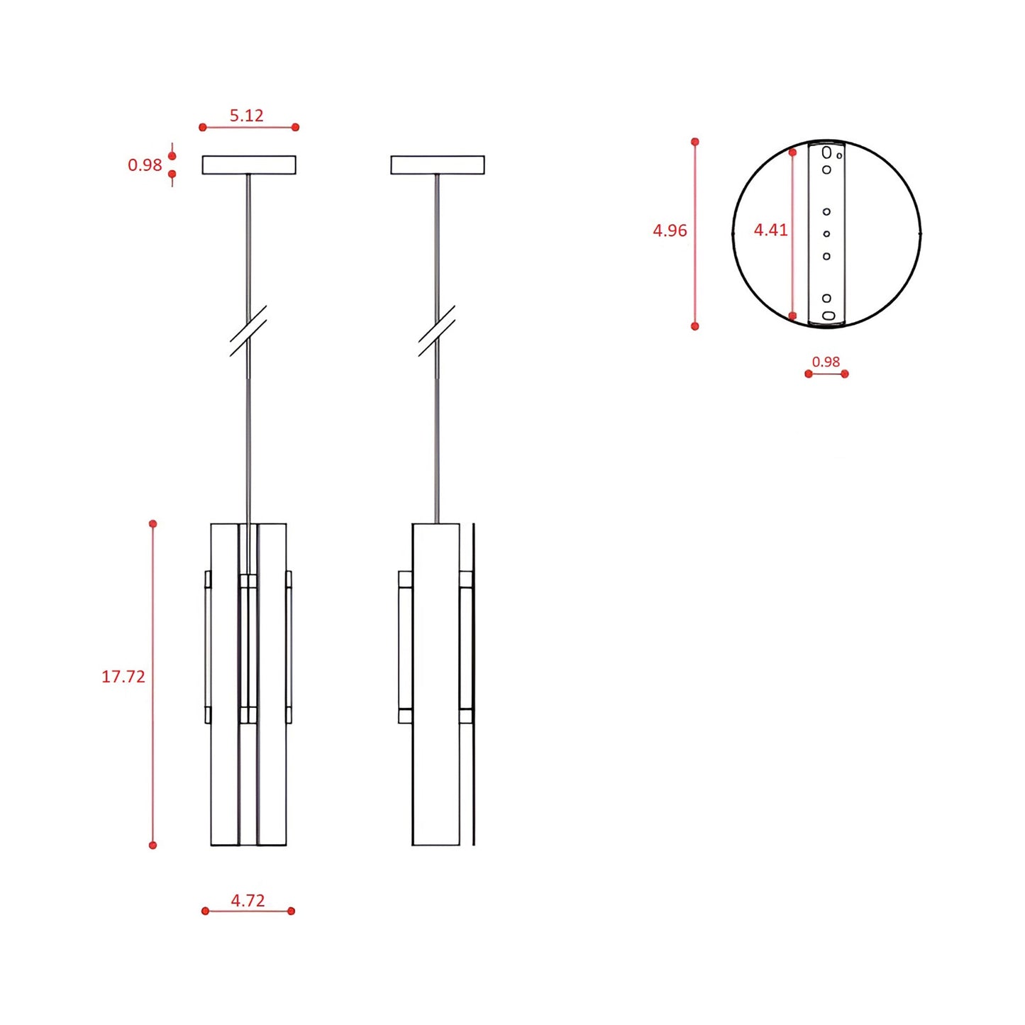 Excalibur Pendant Light - line drawing.