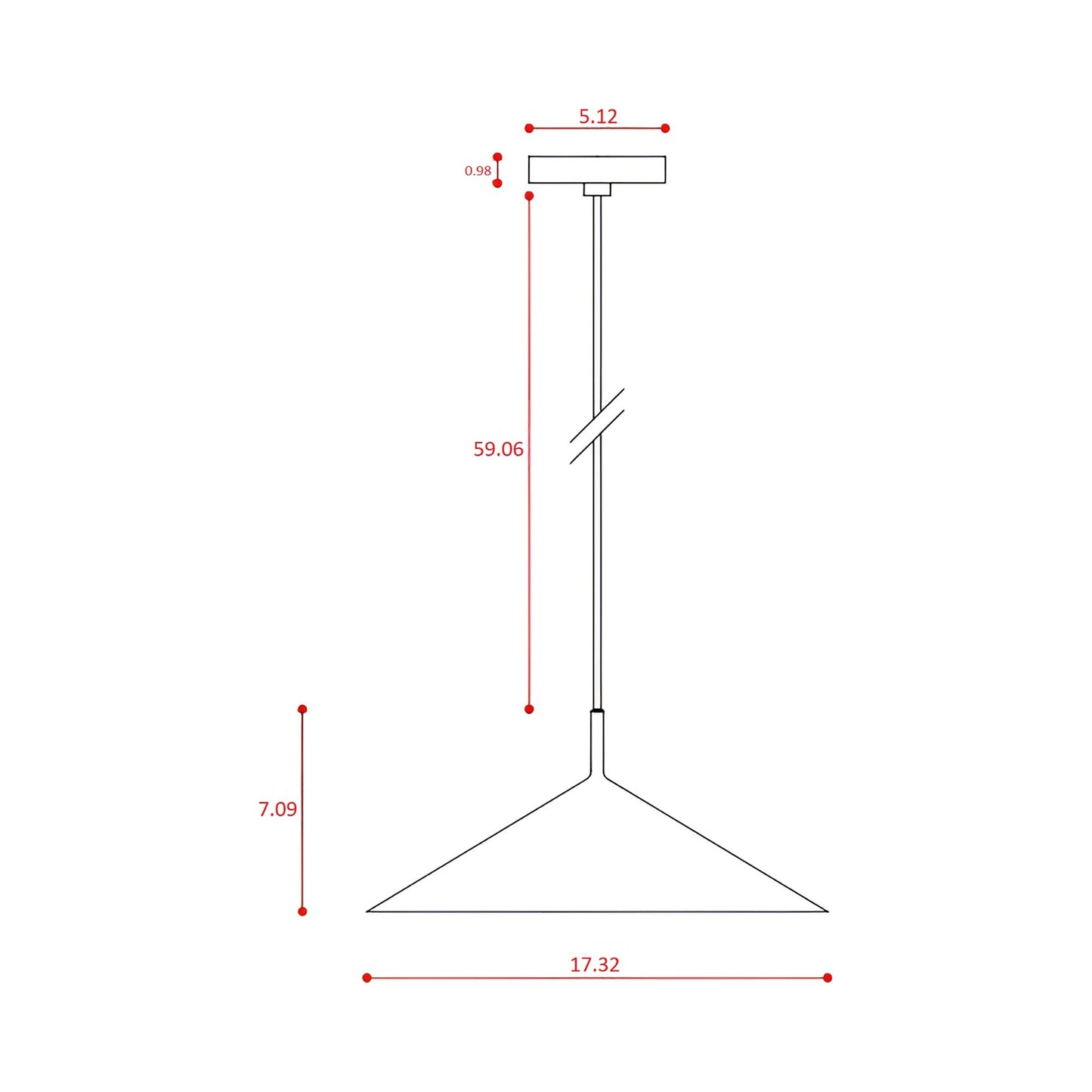 Gordon LED Pendant Light - line drawing.