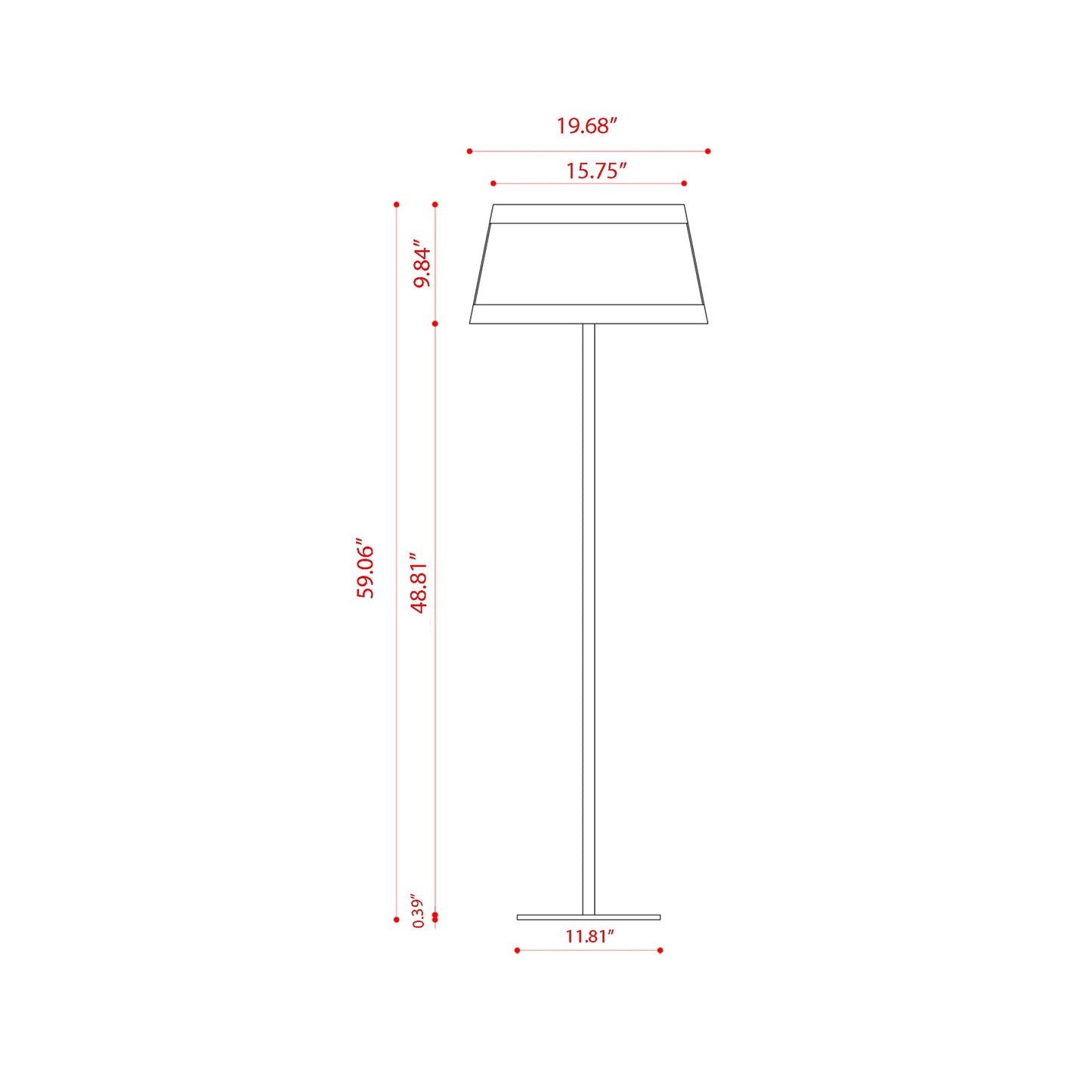 Lilly Floor Lamp - line drawing.