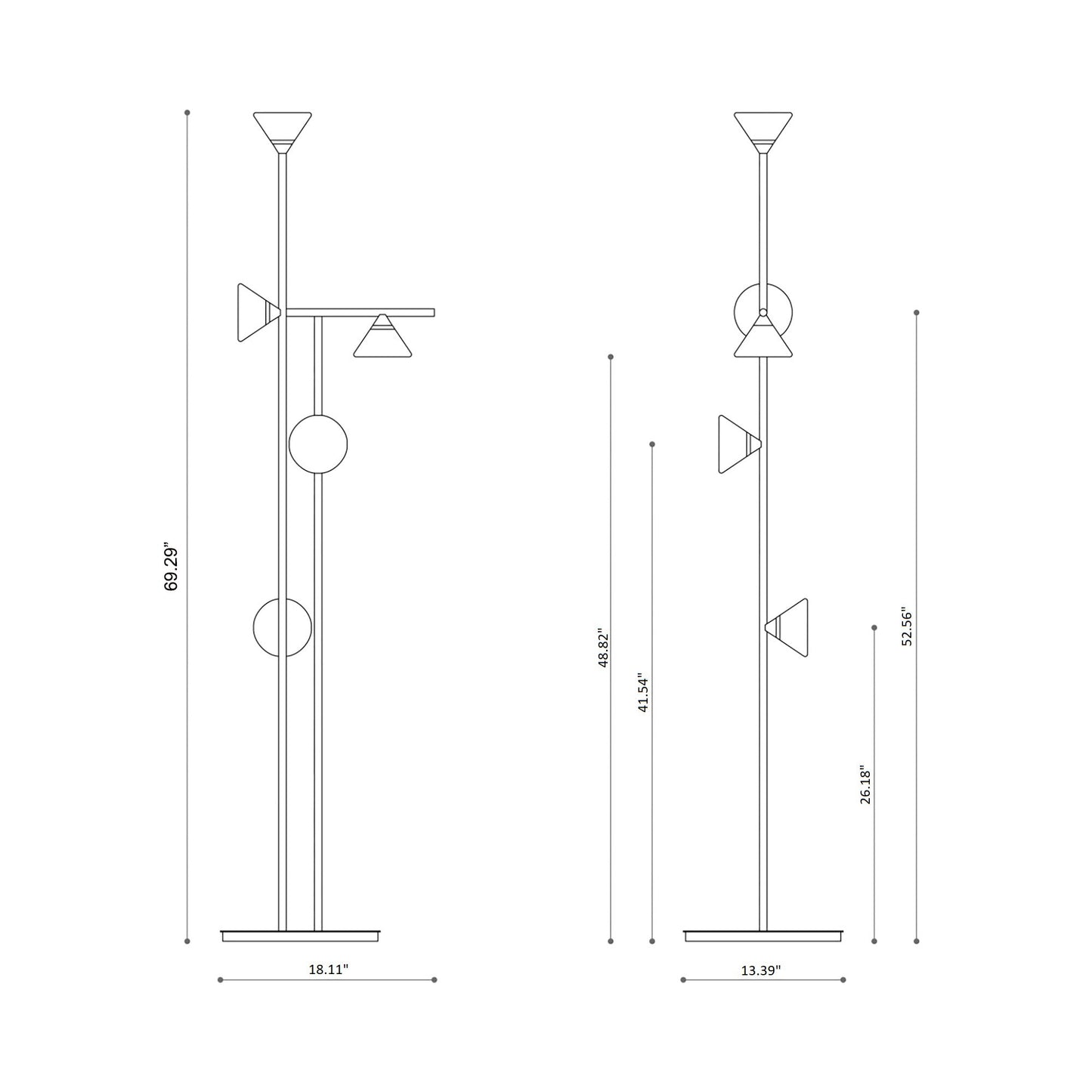 Linfa LED Floor Lamp - line drawing.