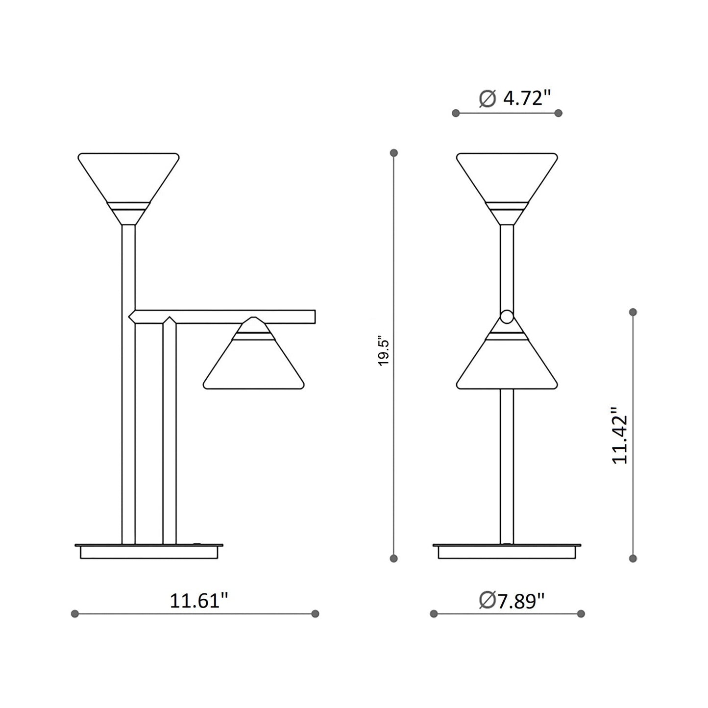 Linfa LED Table Lamp - line drawing.