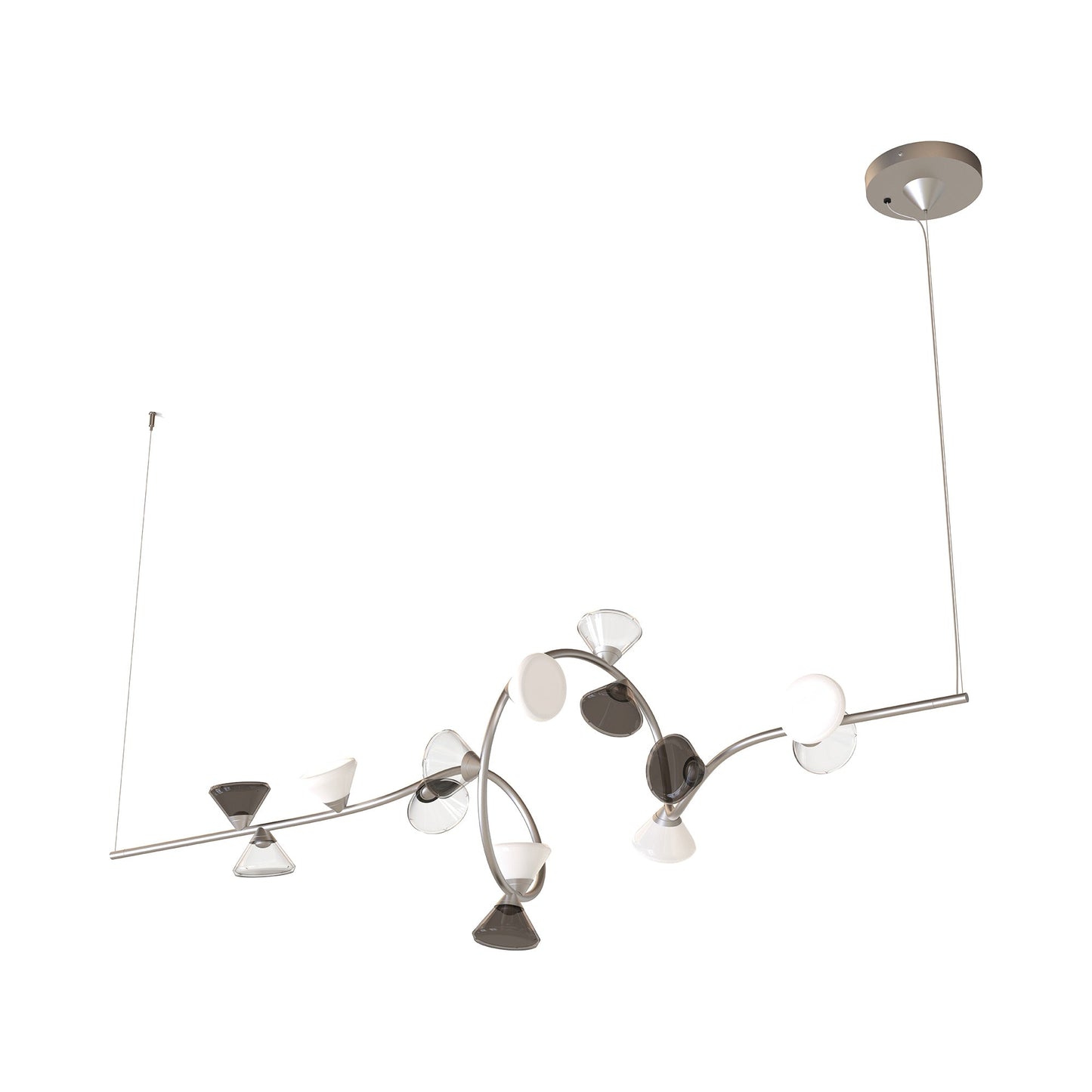 Linfa Linear LED Pendant Light in Opaque Nickel (14-Light).