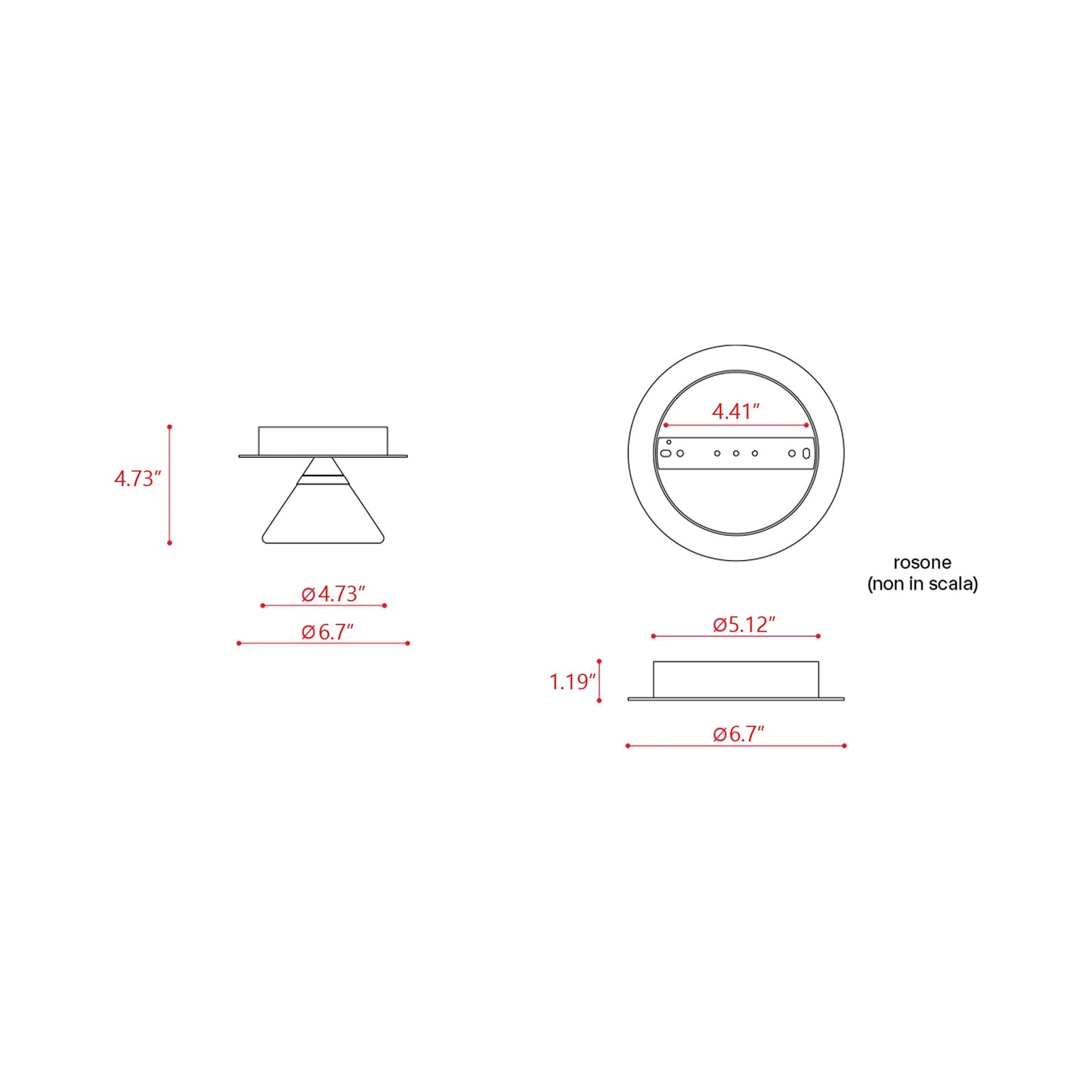 Linfa Round LED Ceiling / Wall Light - line drawing.