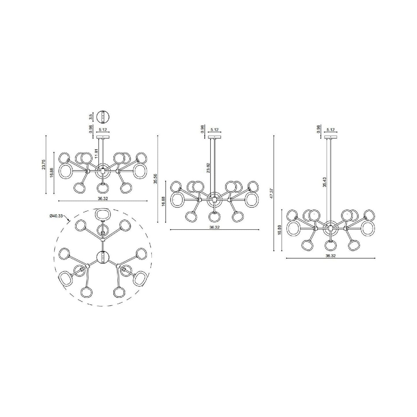 Nabila Chandelier - line drawing.