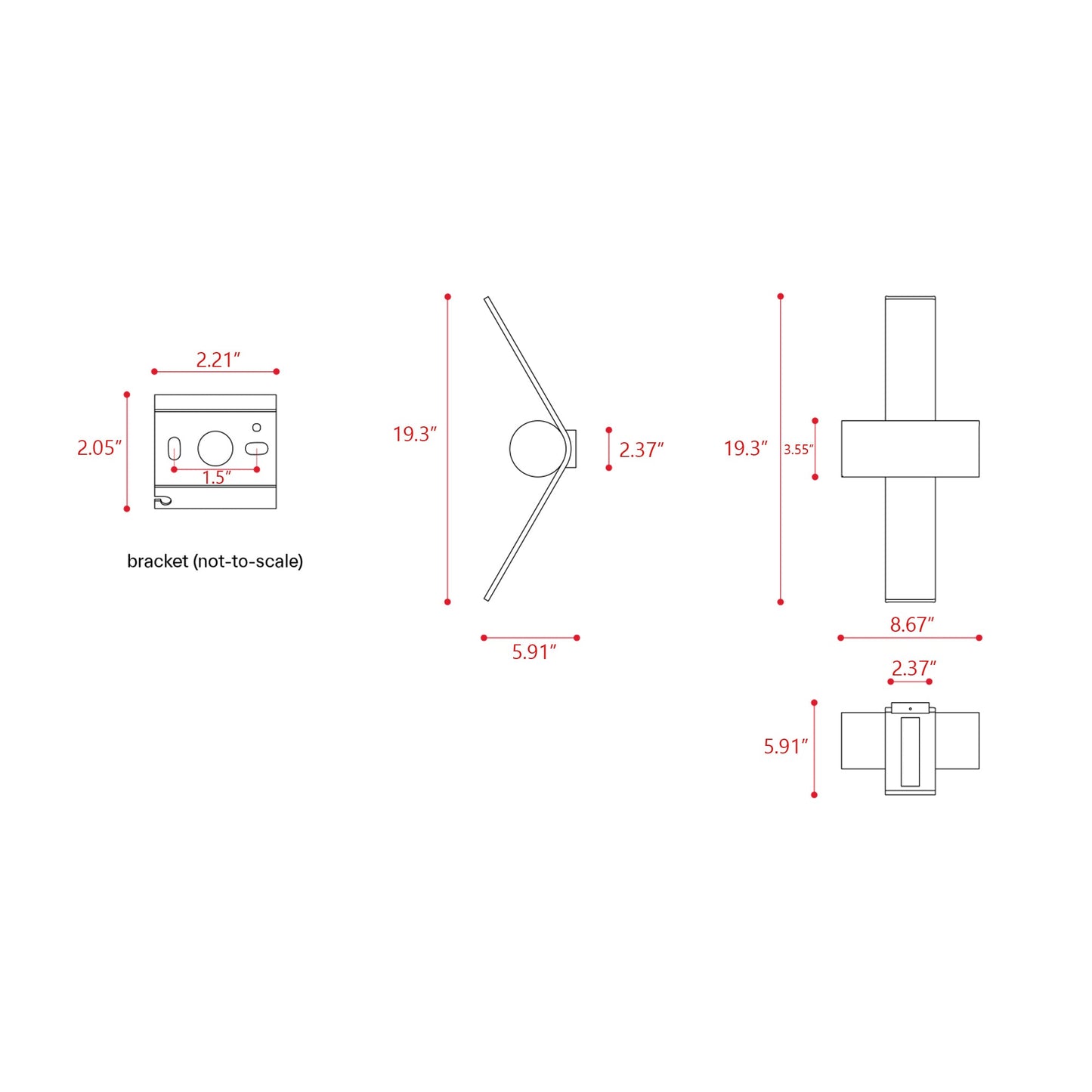 Nastro 563-43 LED Wall Light - line drawing.