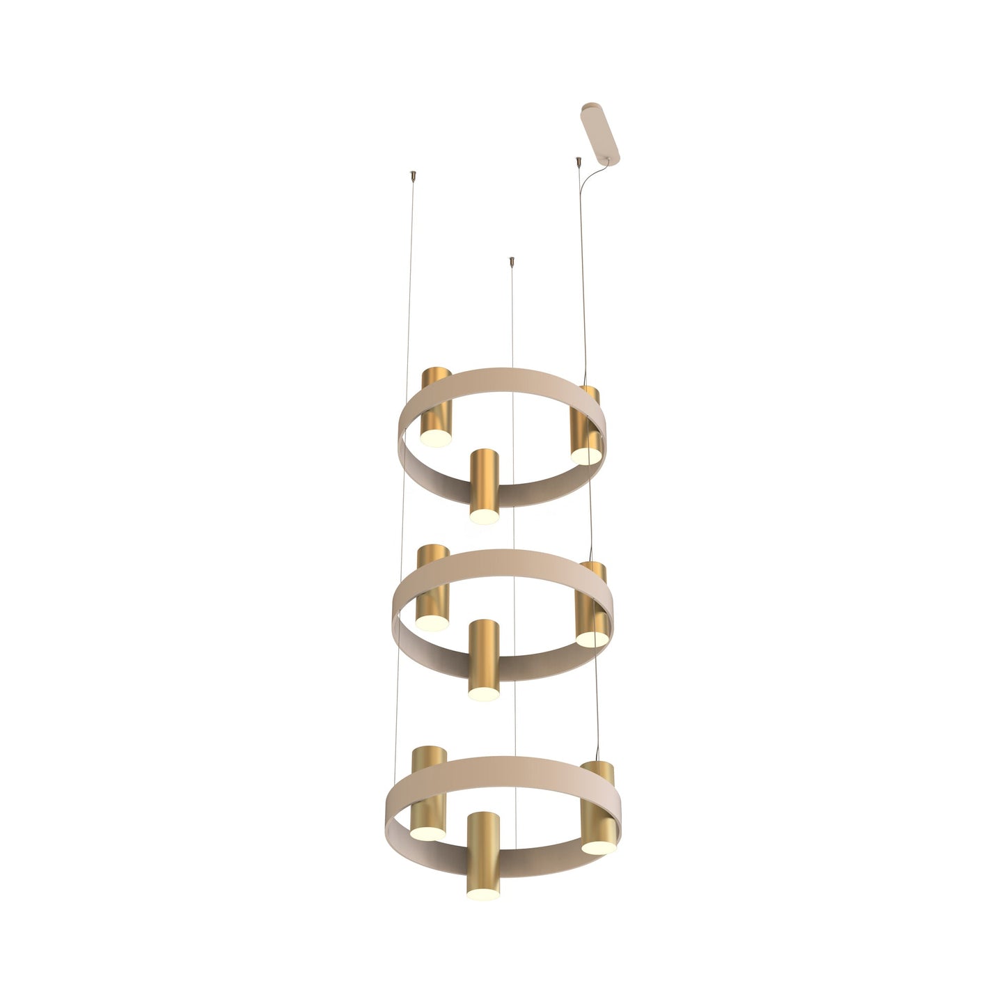 Nastro LED Chandelier in Eggshell/Brushed Brass (9-Light).