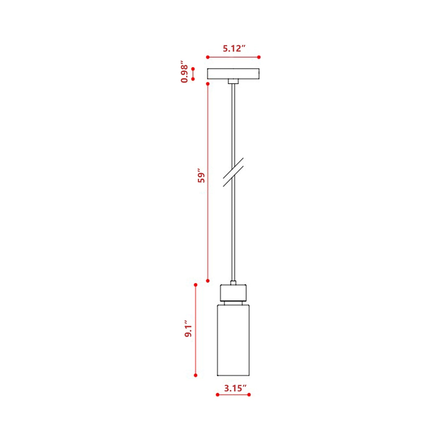 Osman Pendant Light - line drawing.