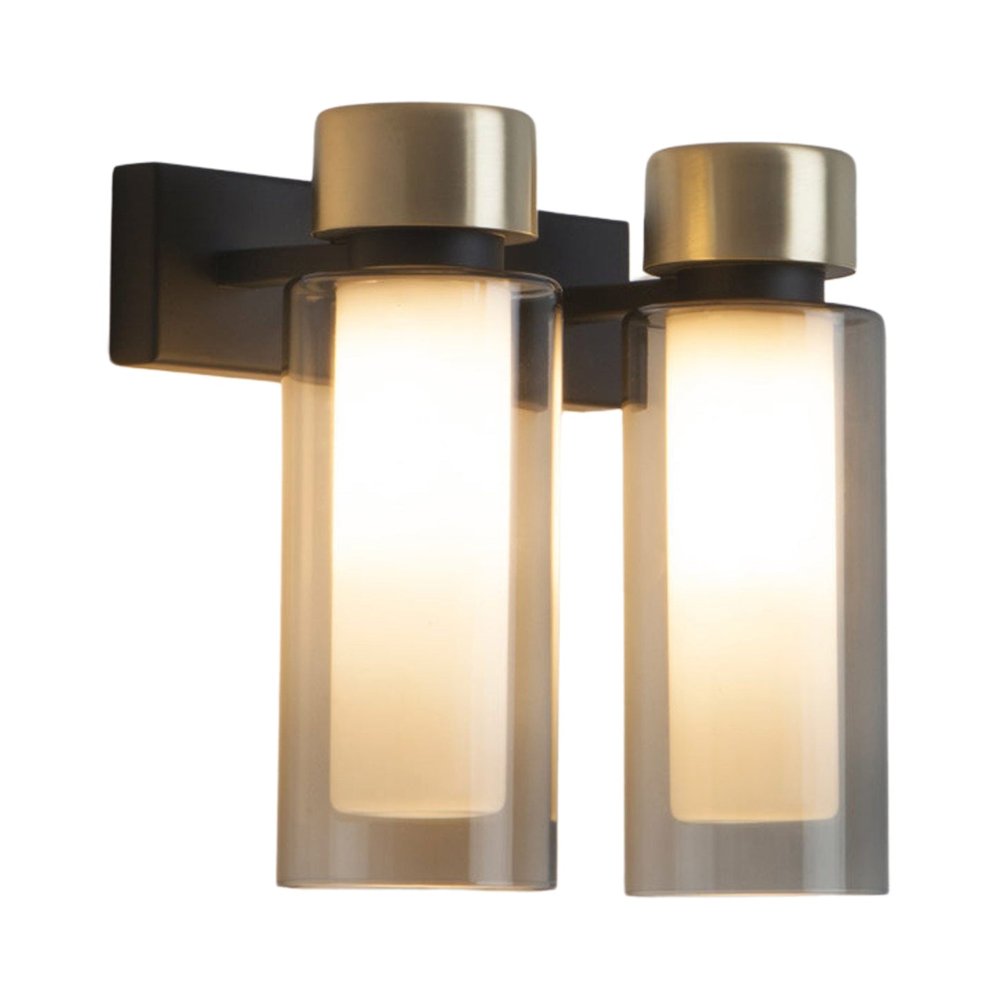 Osman Wall Light in Matte Black/Brushed Brass/Smoked Glass (2-Light).