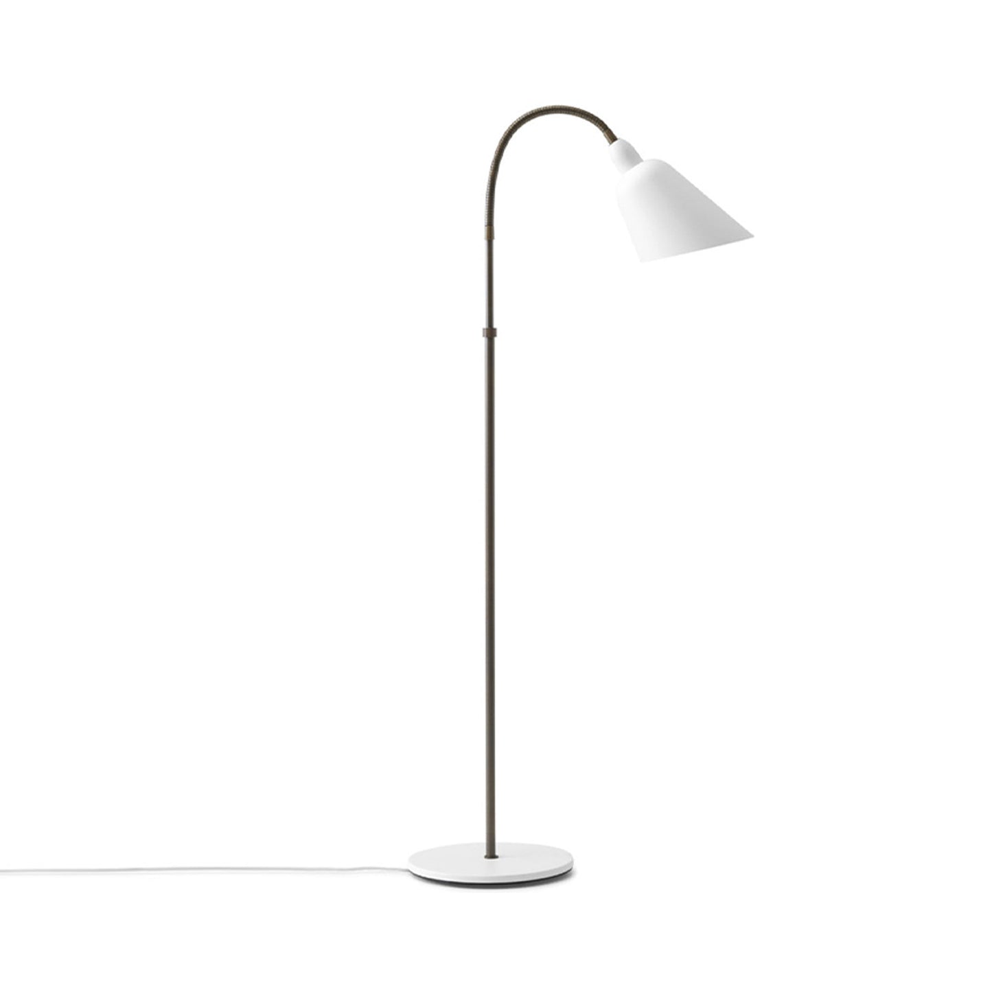Bellevue AJ7 Floor Lamp in White/Bronzed Brass.