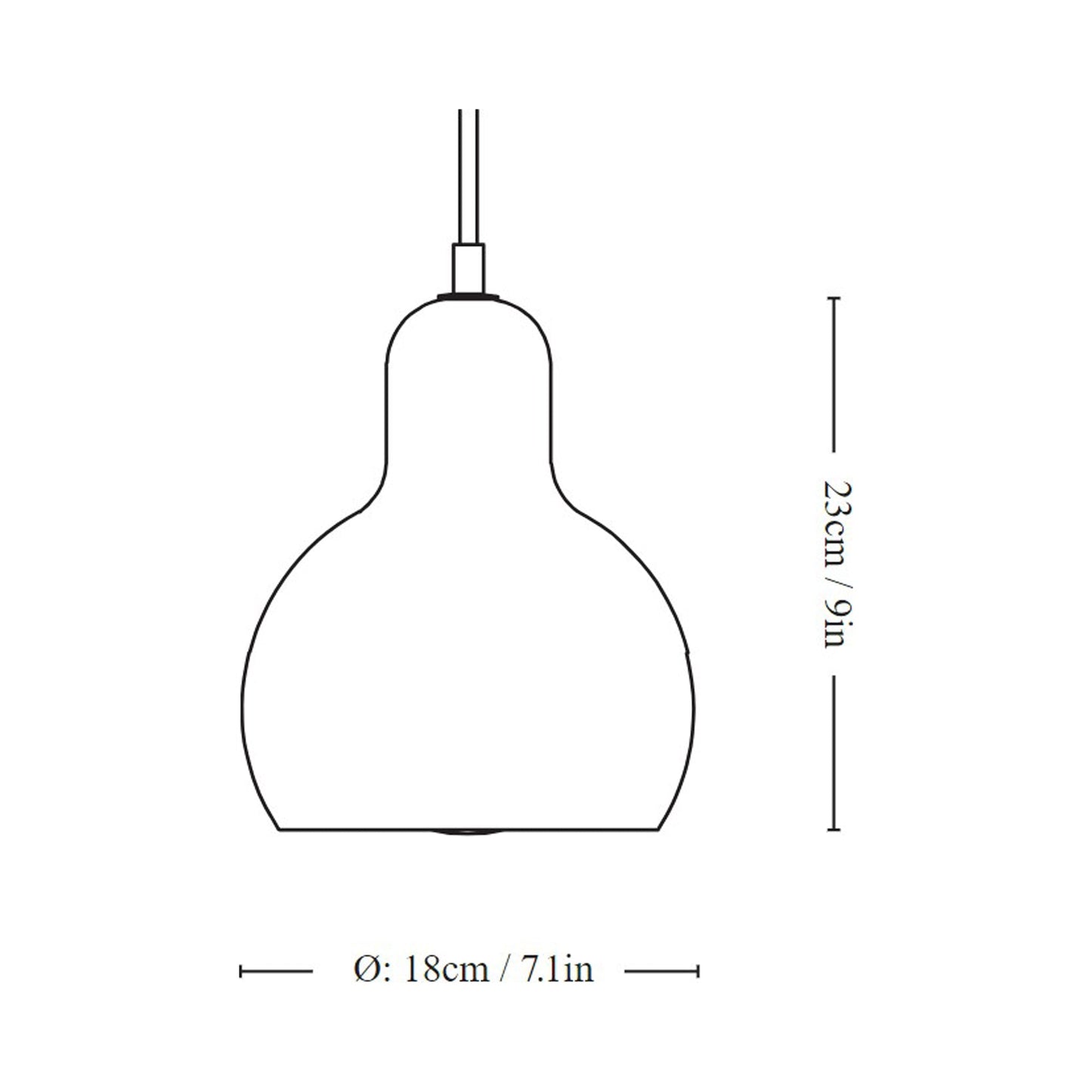 Mega Bulb SR2 Pendant Light - line drawing.