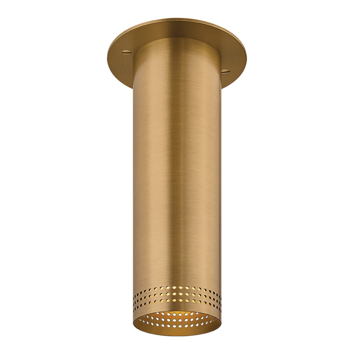 Berg Flush Mount Ceiling Light in Patina Brass (10-Inch).