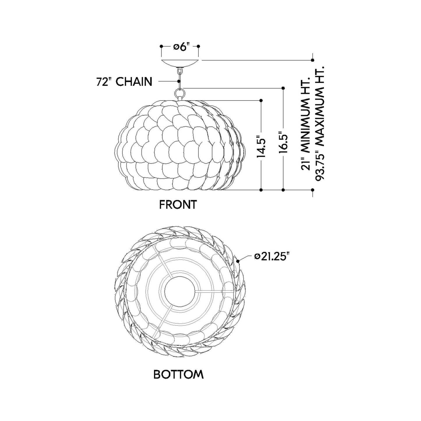 Edric Pendant Light - line drawing.