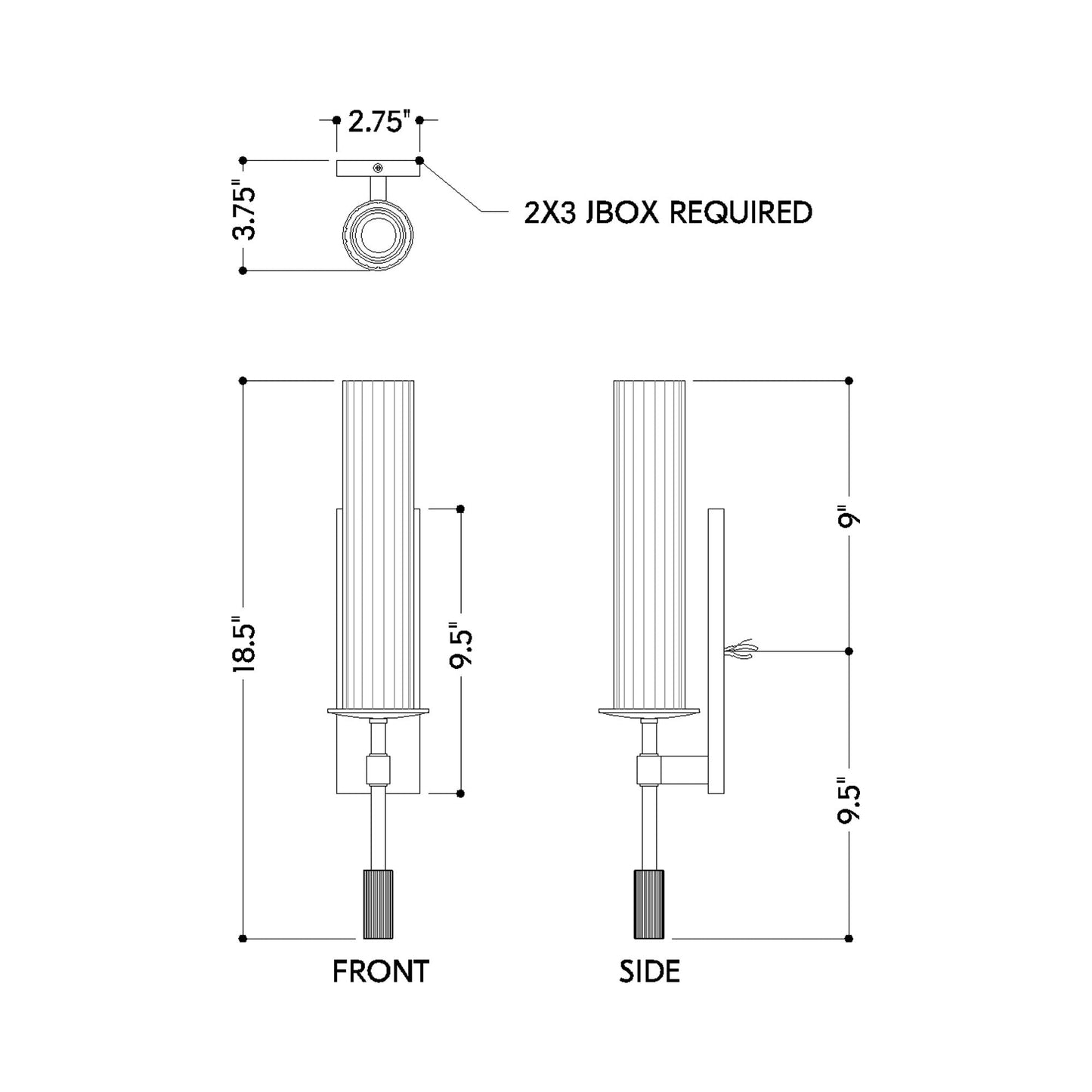 Elton Wall Light - line drawing.