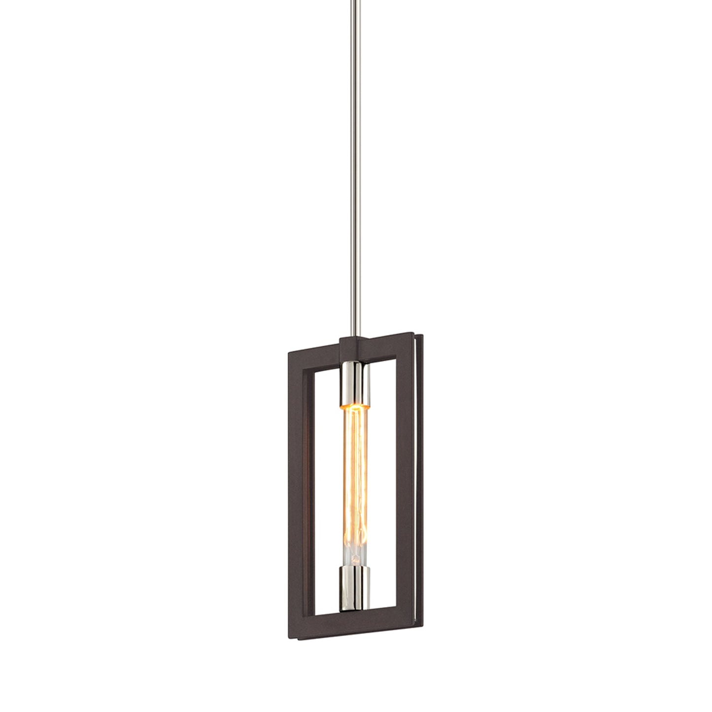 Enigma Mini Pendant Light in Texture Bronze/Stainless Steel.