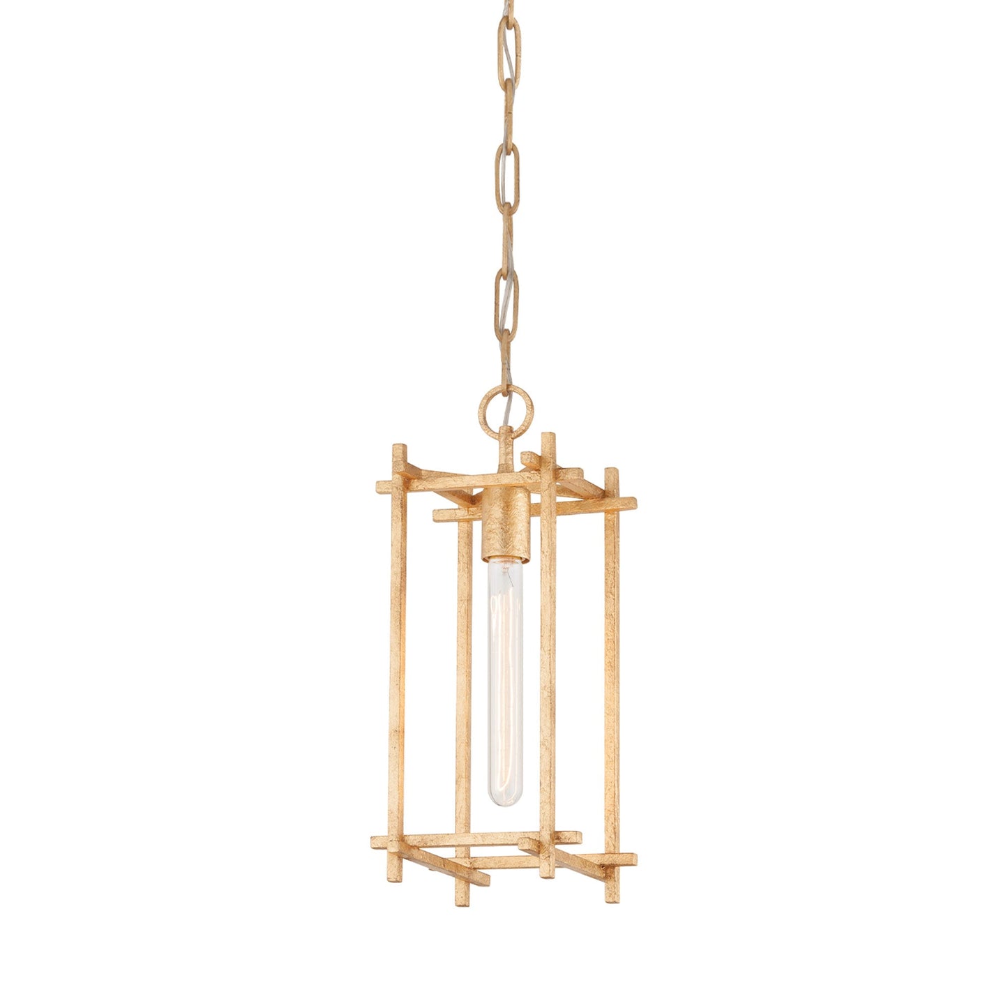 Huck Rectangular Pendant Light in Vintage Gold Leaf.
