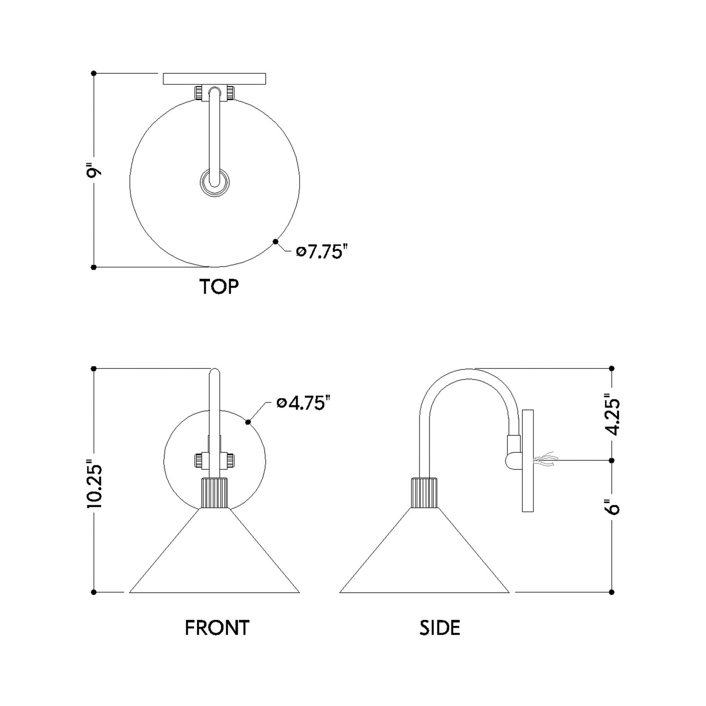 Jovani Bath Wall Light - line drawing.