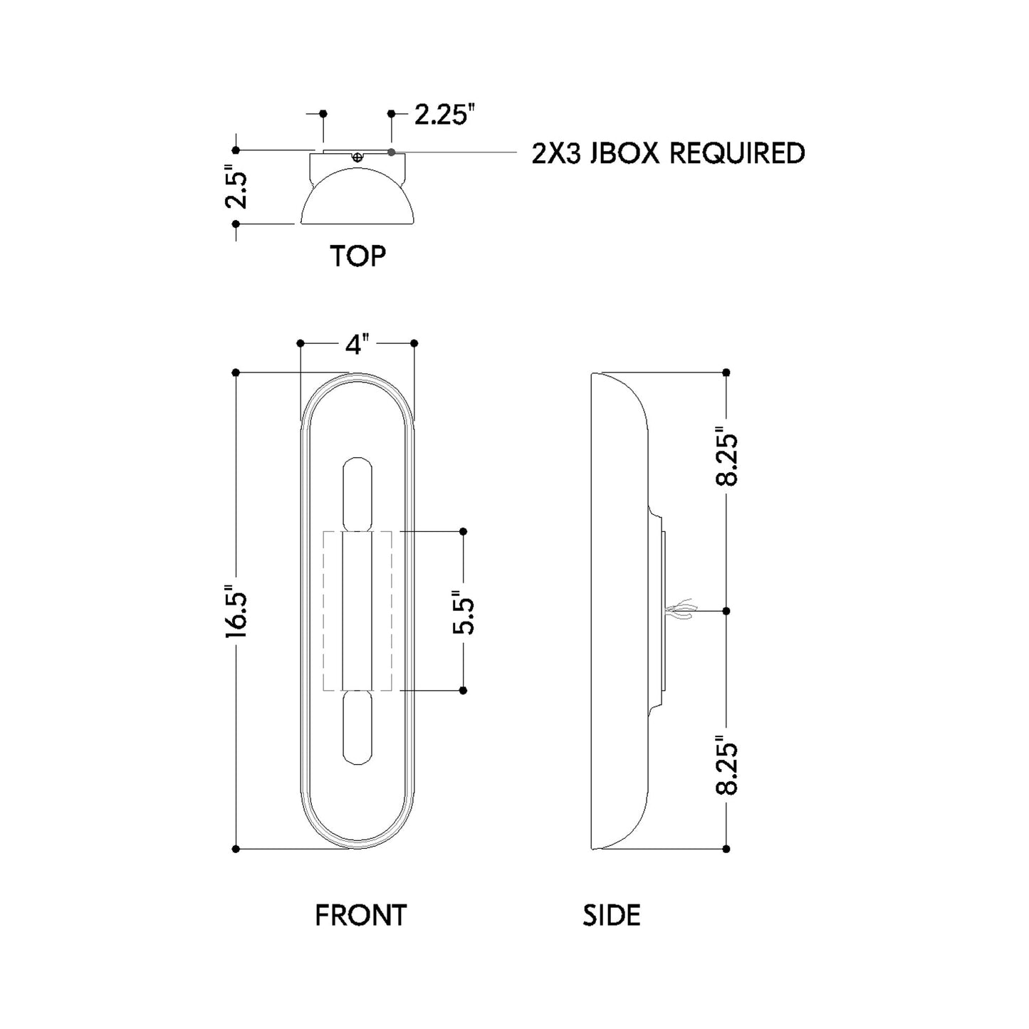 Lane Wall Light - line drawing.