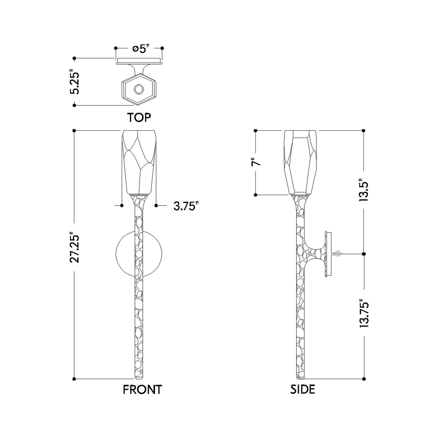 Lyle Wall Light - line drawing.