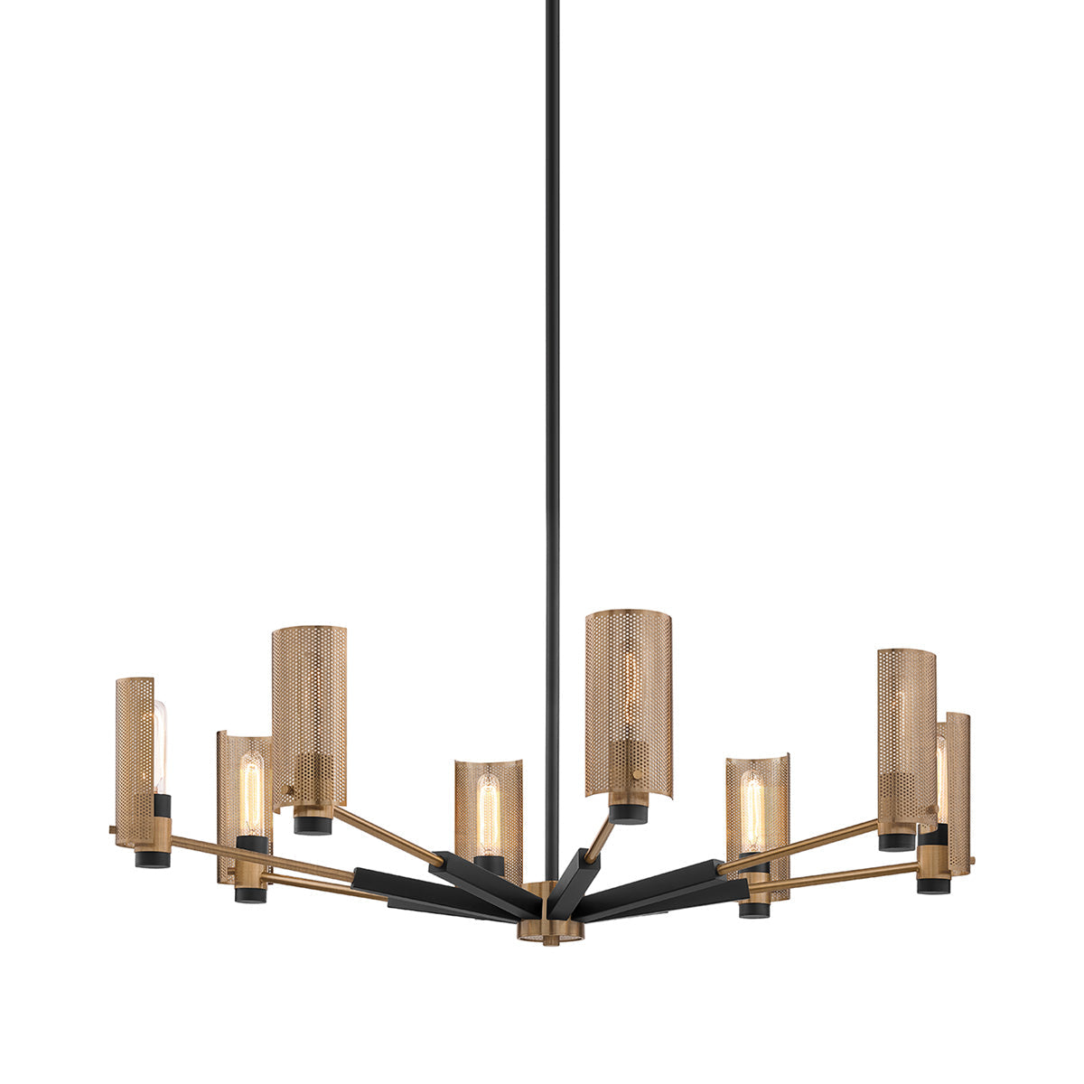 Pilsen Chandelier in Soft Off Black/Patina Brass (8-Light).