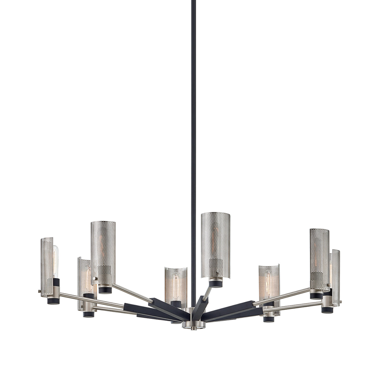 Pilsen Chandelier in Soft Off Black/Satin Nickel (8-Light).
