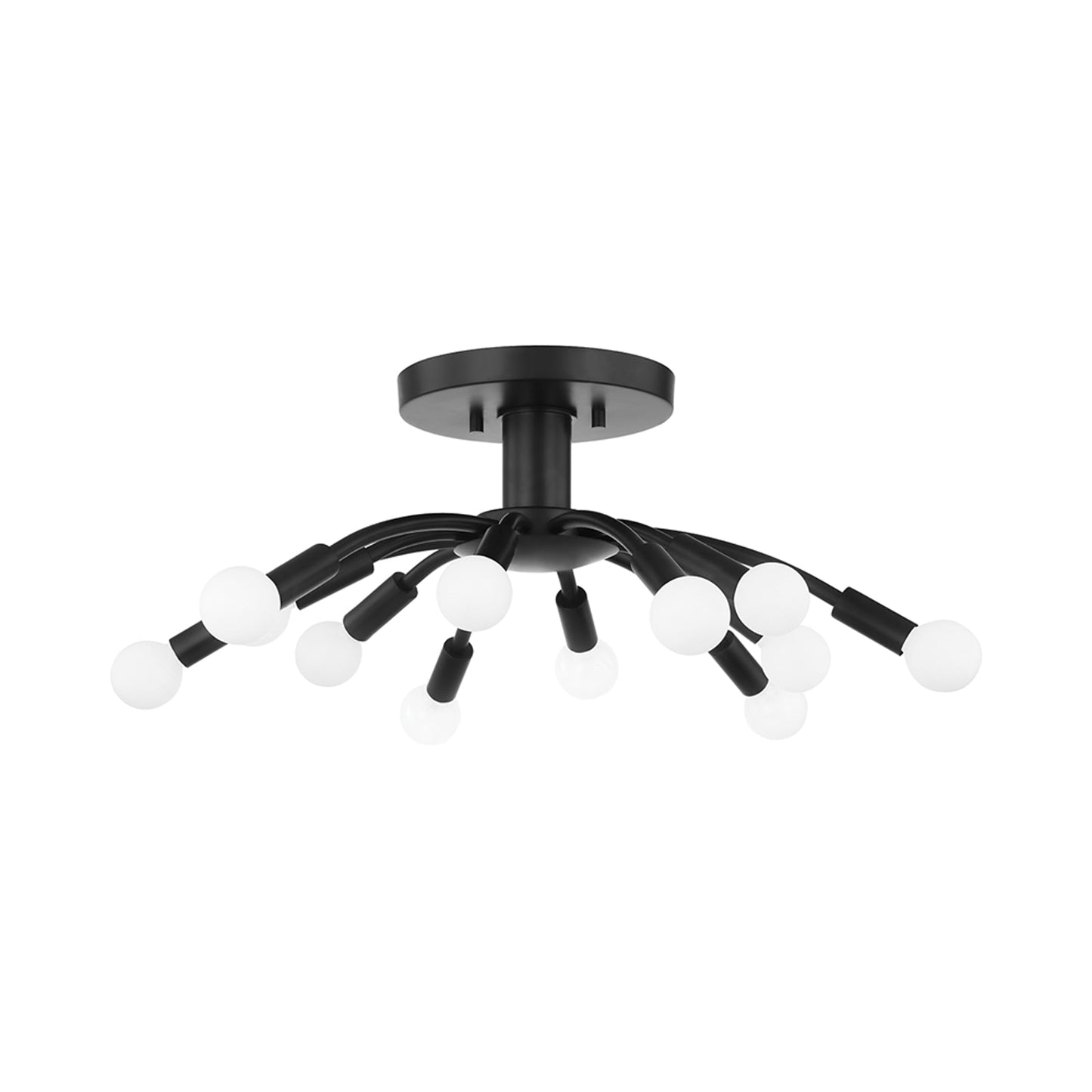Tristan Semi Flush Mount Ceiling Light in Soft Black.