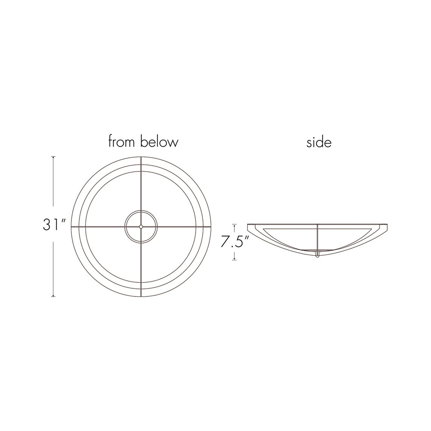 Synergy Flush Mount Ceiling Light - line drawing.