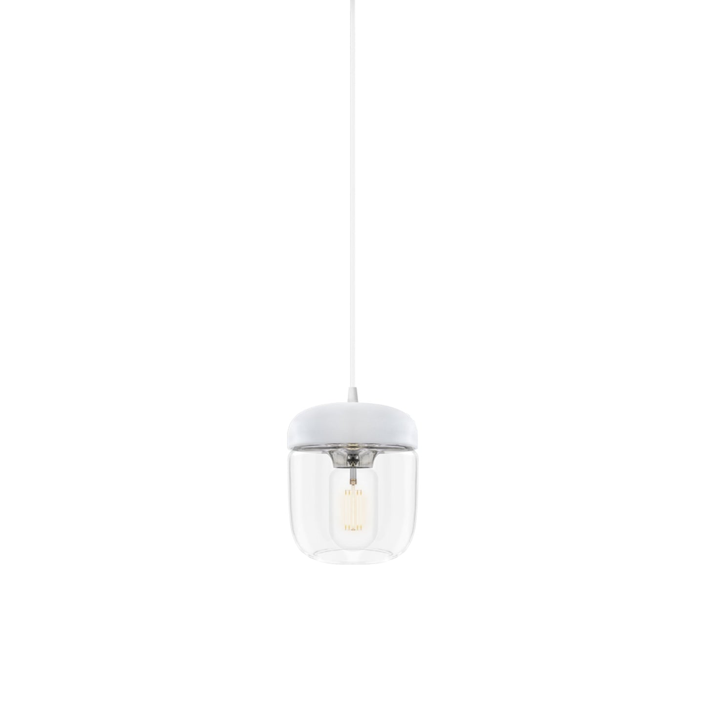 Acorn Pendant Light in White/Polished Steel.