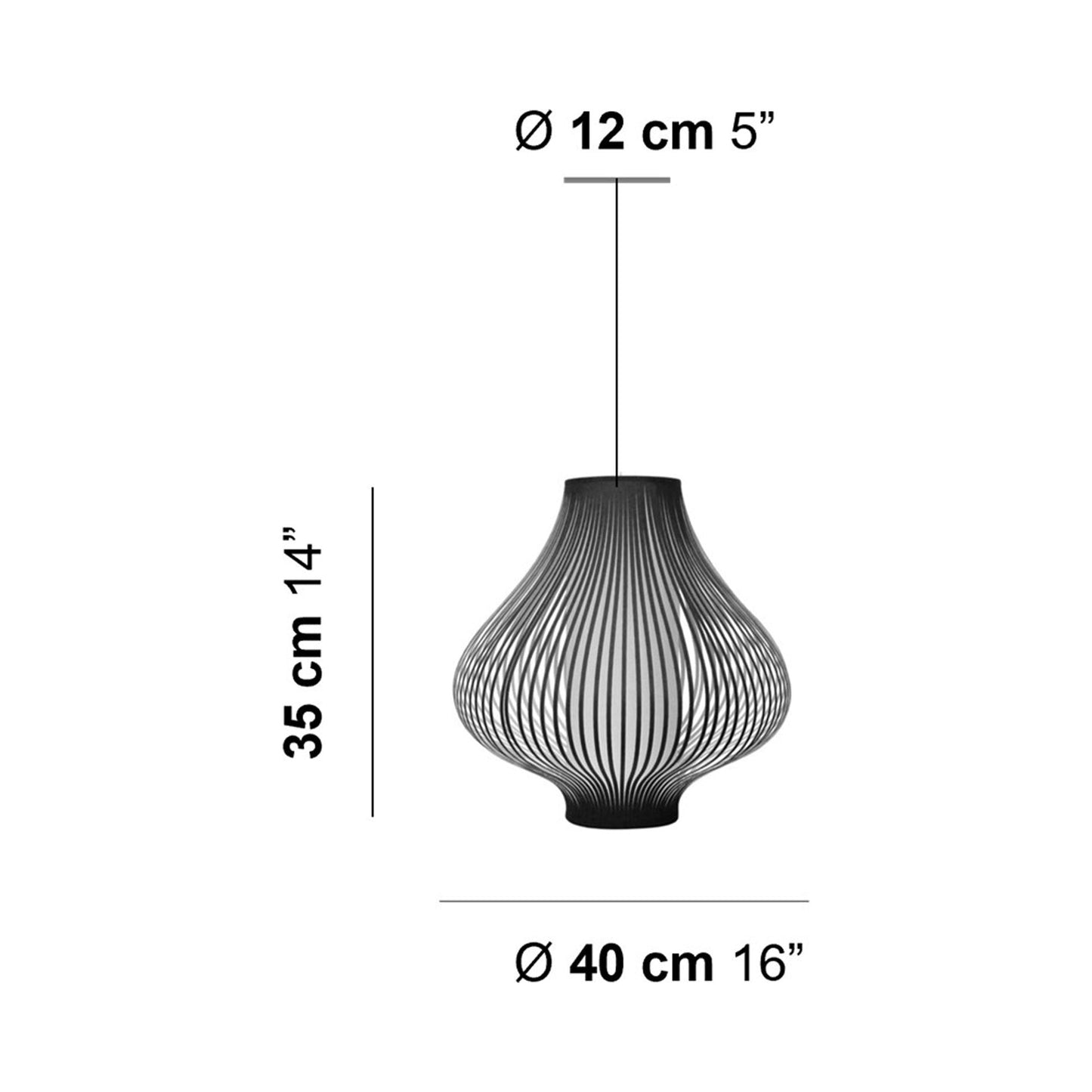 Blossom Small Pendant Light - line drawing.