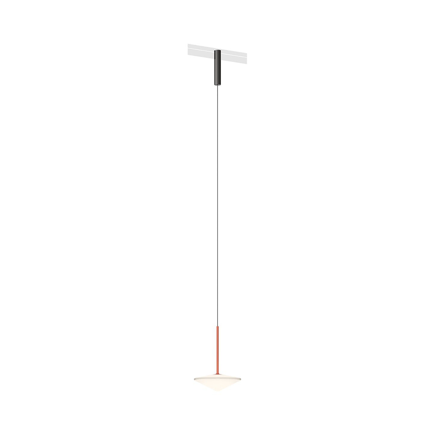 Bind LED Cone Tempo Track Pendant Light in Black/Terra Red.