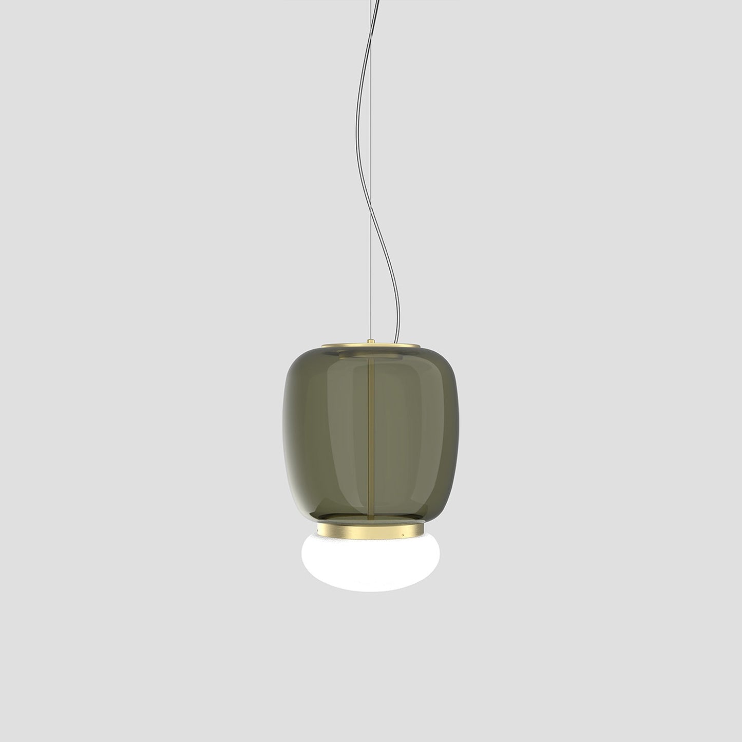 Faro LED Pendant Light in Painted Brass/Old Green White (16-Inch).