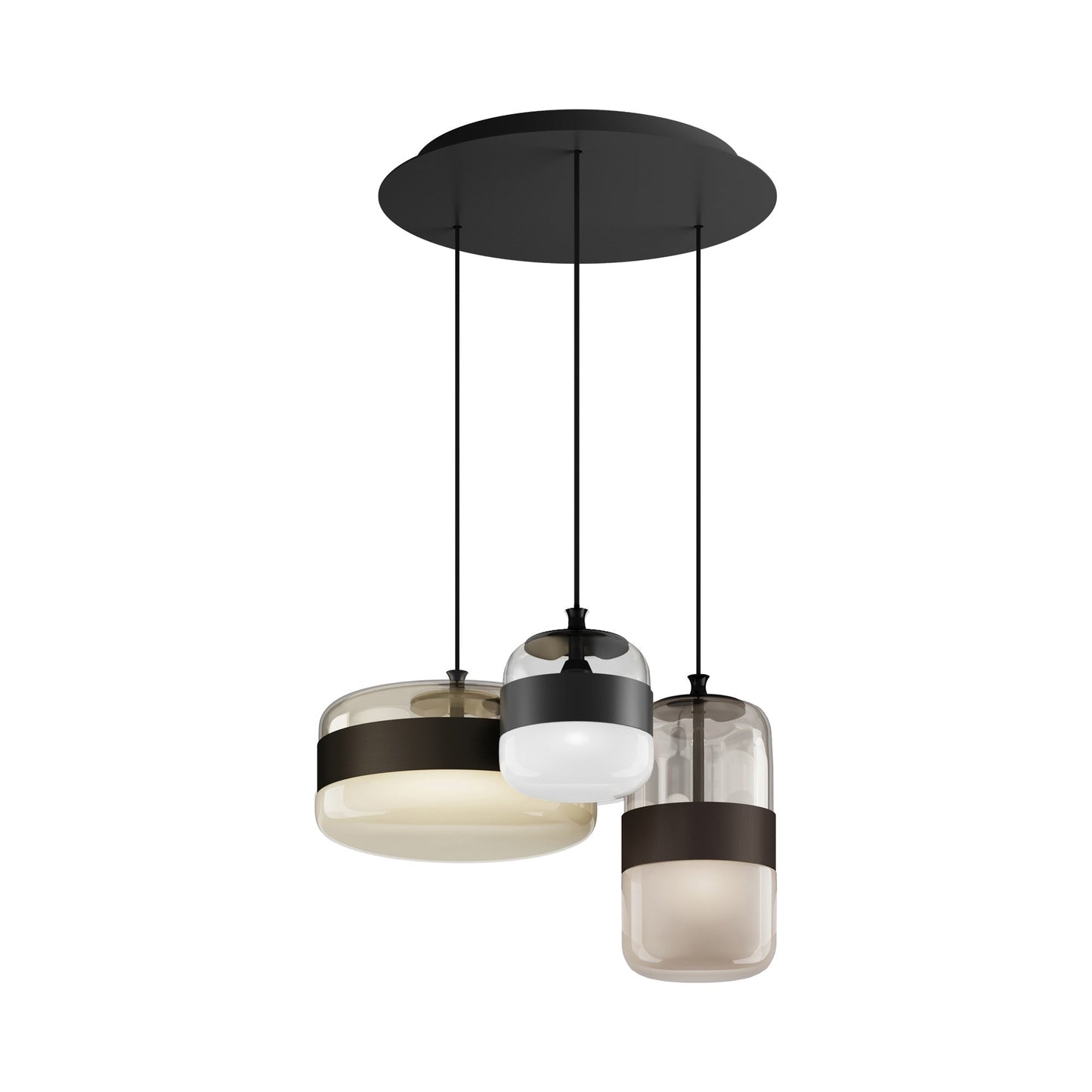 Futura Multi Light Pendant Light in Matte Black/Multicolor.