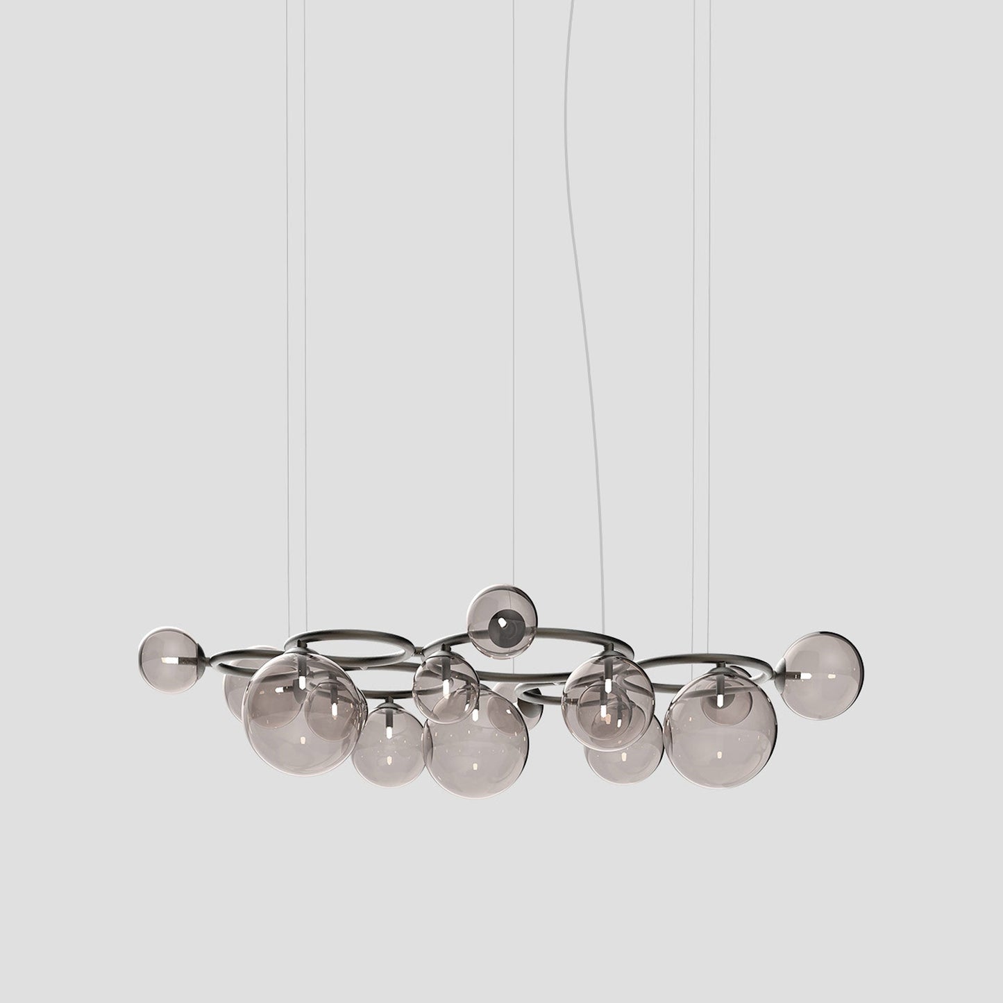 Puppet Ring Pendant Light in Matt Black Nickel/Smoky Transparent(72-Inch/15-Light).