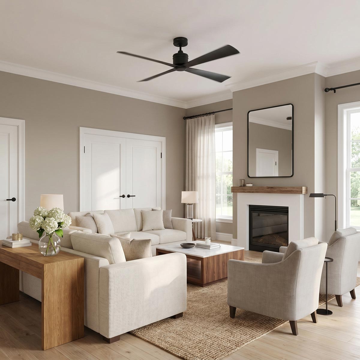 Launceton Ceiling Fan in living room.