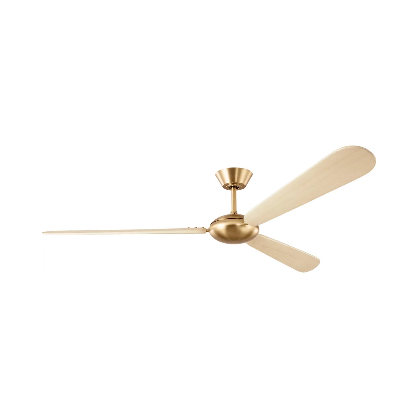 Pod Smart Ceiling Fan in Burnished Brass/Washed White Oak.