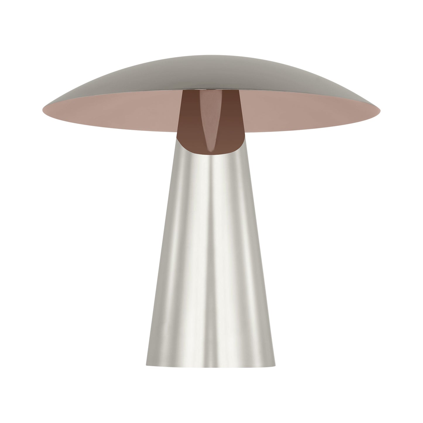 Aegis LED Table Lamp in Polished Nickel.