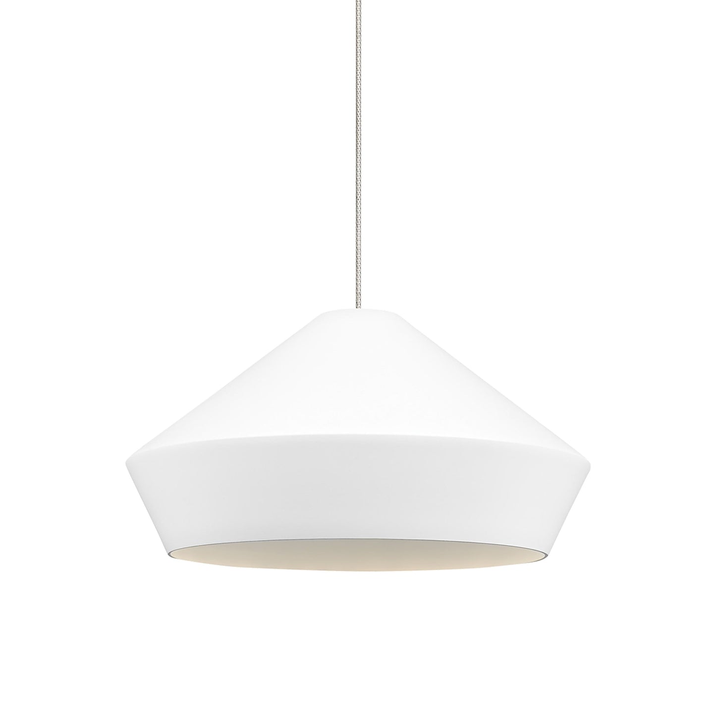 Brummel Low Voltage Pendant Light in Matte White/Satin Nickel.