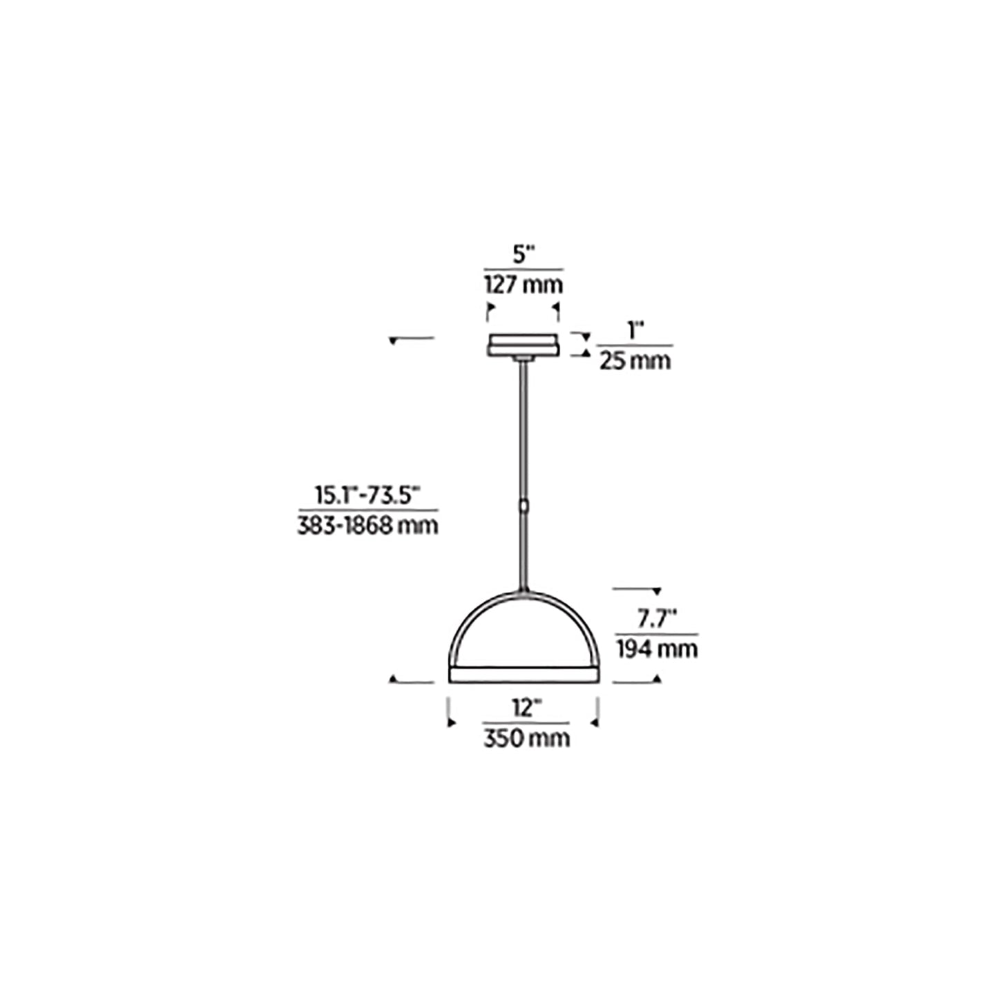 Cerne LED Pendant Light - line drawing.